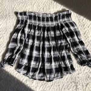 Off shoulder Buffalo print top